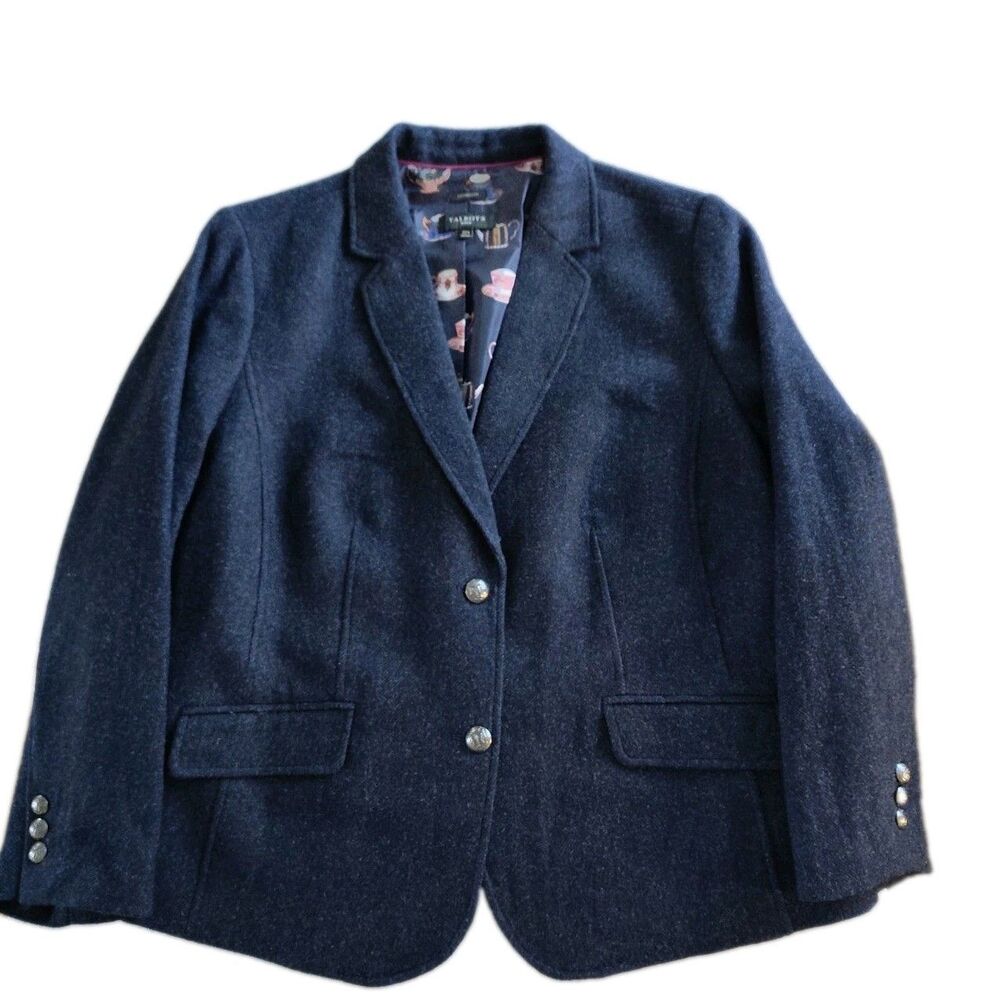 Talbots Aberdeen Blazer 22W Navy Herringbone Wool Teacup Lining Quiet Luxury